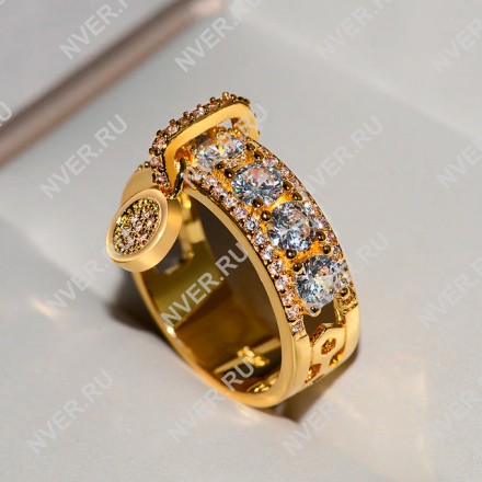 Винтажное обручальное кольцо с золотистым камнем