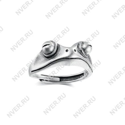 Обручальное кольцо в виде лягушки серебристое с изм. размером